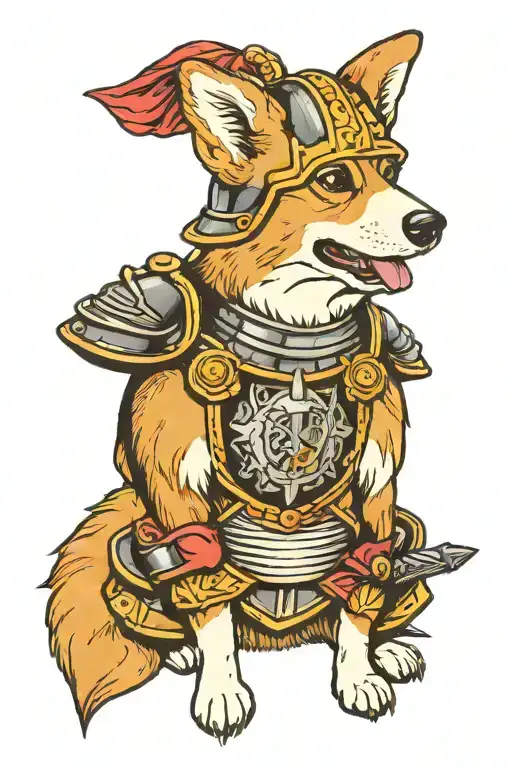 Corgi in armor tattoo design idea