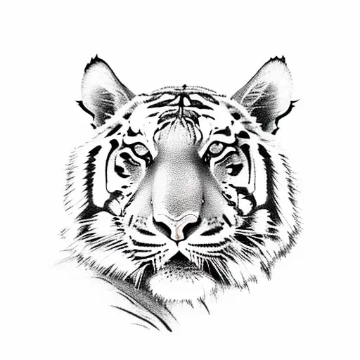 A realistic tiger prowling through a field of tall grass tattoo design idea
