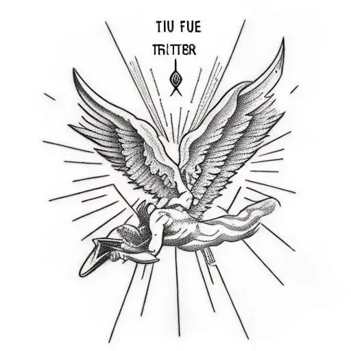 Icarus falling with the quote "there is a bitter triumph in crashing when you should be soaring" tattoo design idea