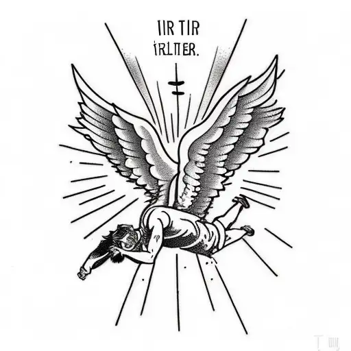 Icarus falling backwards with the quote "there is a bitter triumph in crashing when you should be soaring" tattoo design idea