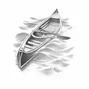 canoe on river with paddles tattoo design idea
