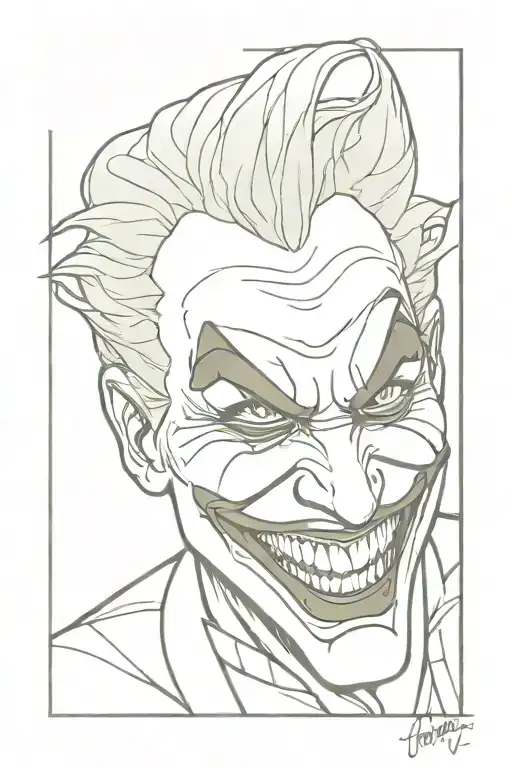joker face laughing looking sideways tattoo design idea