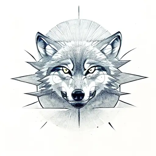 Wolf and Moon Tattoo  Etsy