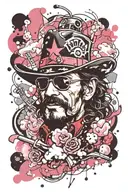 lemmy from motorhead with a cotton candy tattoo design idea