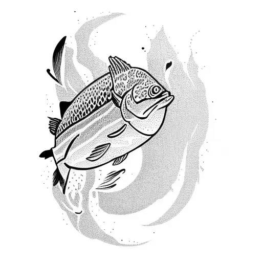 black ink simplistic brook, rainbow, or Brown trout tattoo design idea