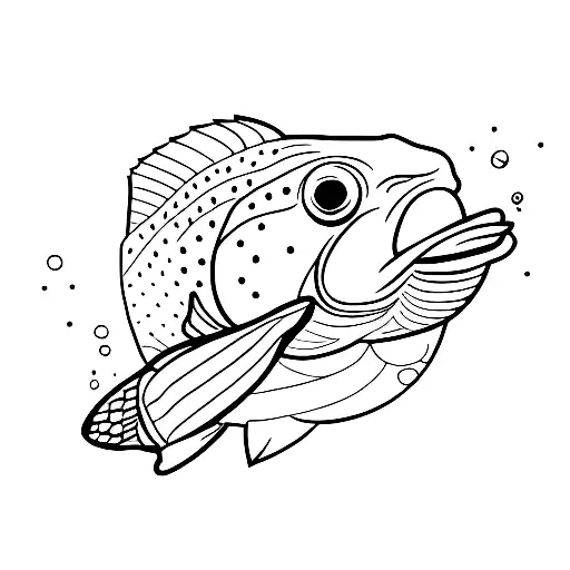 black ink simplistic brook, rainbow, or Brown trout tattoo design idea