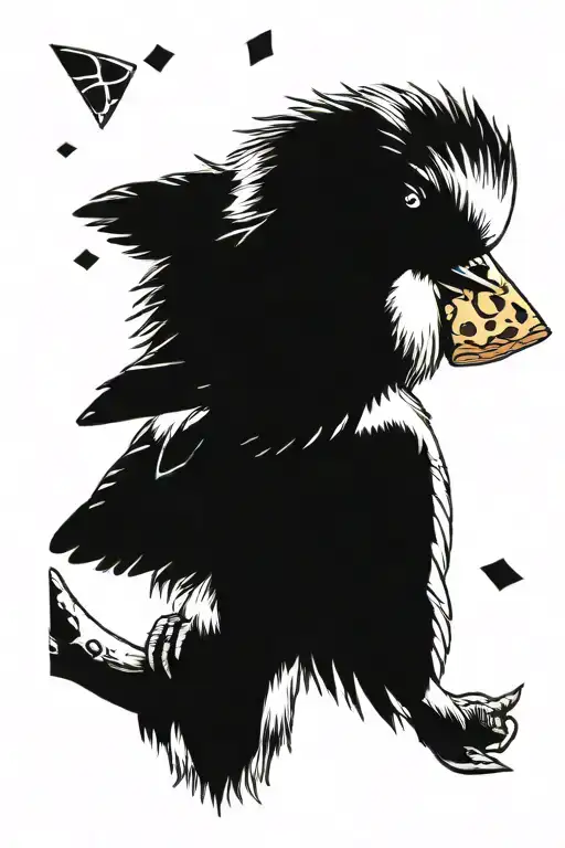 Kookaburra eating a pizza slice tattoo design idea