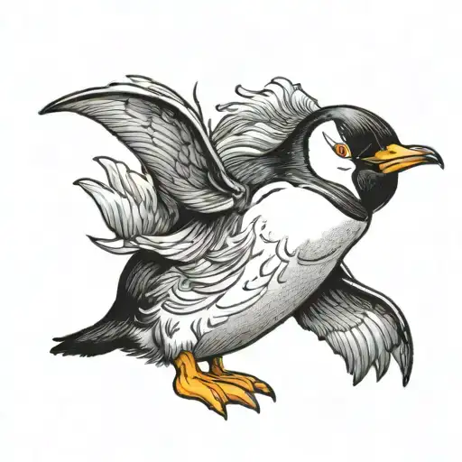 cartoon penguin tattoo design idea