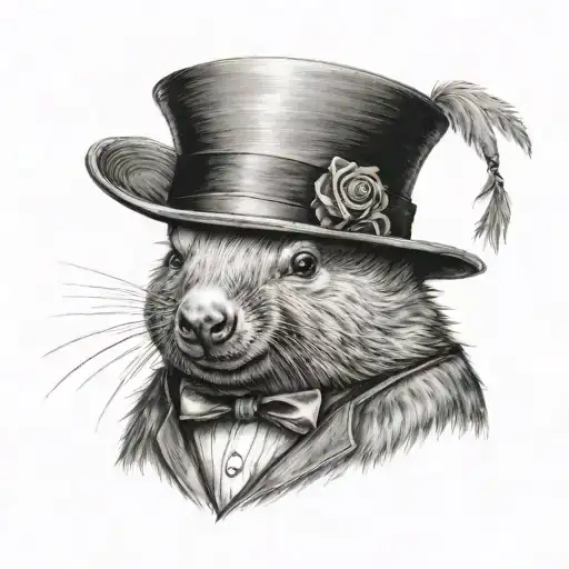 Wombat with a top hat  tattoo design idea