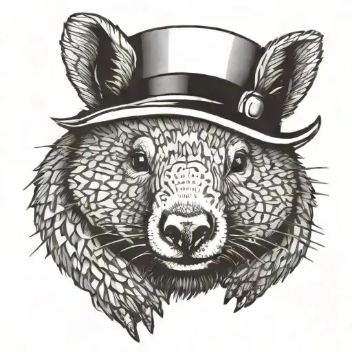 Wombat with a top hat  tattoo design idea