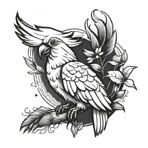 cartoon cockatoo tattoo design idea