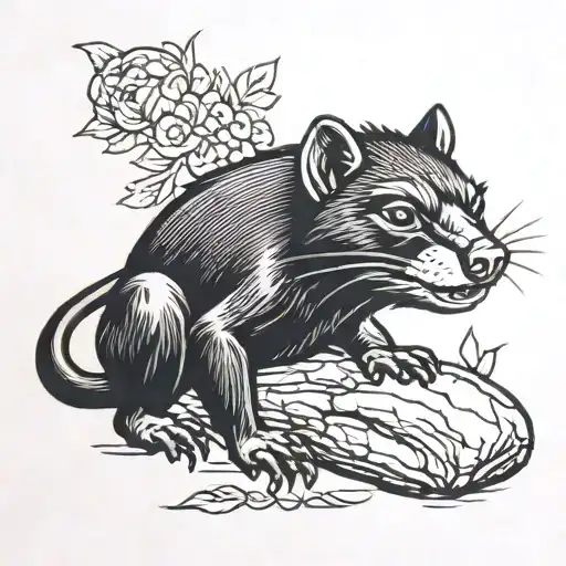 Tasmanian devil lying down  tattoo design idea
