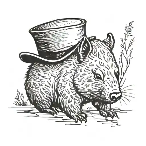Wombat with a top hat  tattoo design idea