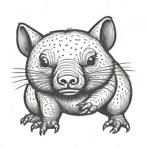 Cartoon wombat tattoo design idea