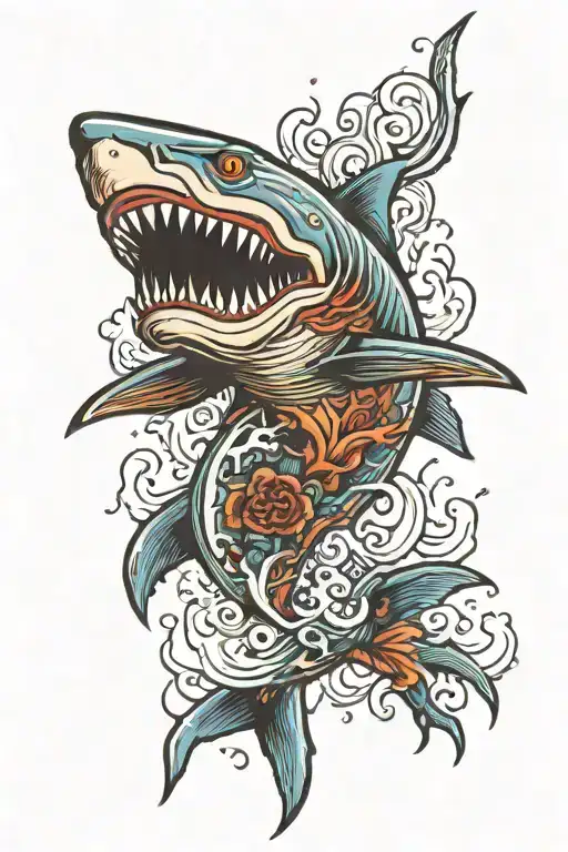 Scary Shark tattoo design idea