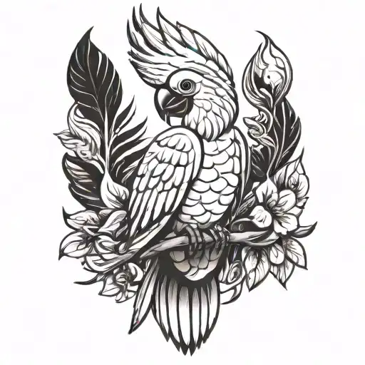 cartoon cockatoo tattoo design idea