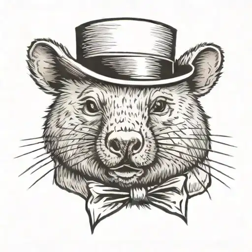 Wombat with a top hat  tattoo design idea