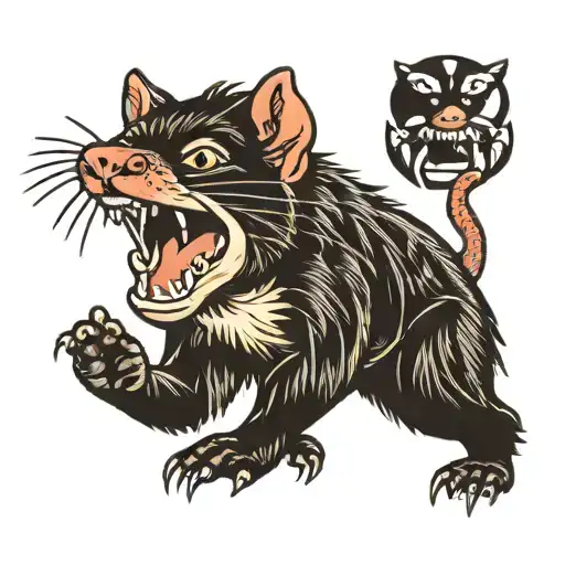 Tasmanian devil face tattoo design idea