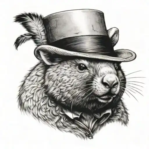Wombat with a top hat  tattoo design idea