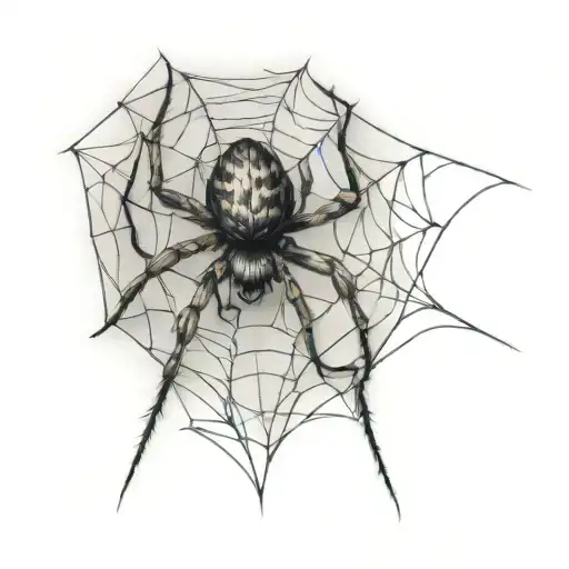 Small Spider in web tattoo design idea