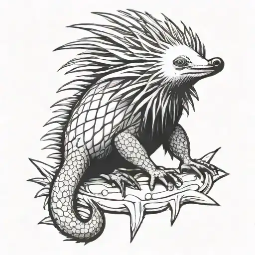 Cartoon echidna tattoo design idea