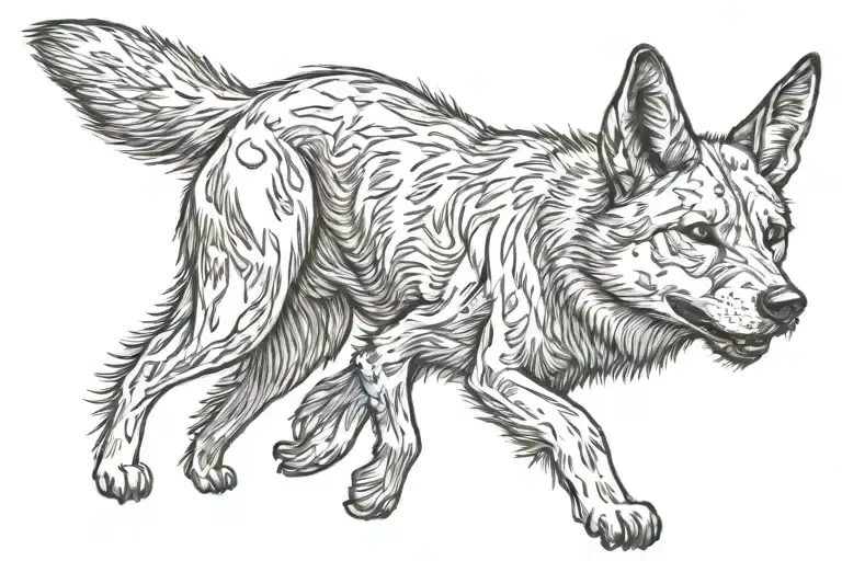 Cartoon Dingo Side on tattoo design idea