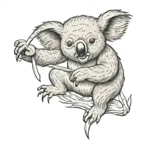 Koala fighting stance tattoo design idea