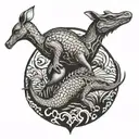 Kangaroo fighting crocodile tattoo design idea