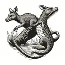 Kangaroo fighting crocodile tattoo design idea