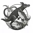 Kangaroo fighting crocodile tattoo design idea