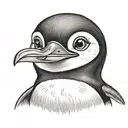 cartoon penguin tattoo design idea
