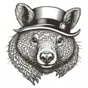 Wombat with a top hat  tattoo design idea