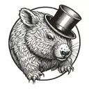 Wombat with a top hat  tattoo design idea