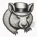 Wombat with a top hat  tattoo design idea