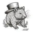 Wombat with a top hat  tattoo design idea