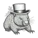 Wombat with a top hat  tattoo design idea