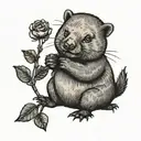Cute wombat  tattoo design idea