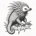Cartoon echidna tattoo design idea