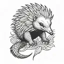 Cartoon echidna tattoo design idea