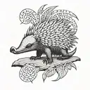 Cartoon echidna tattoo design idea