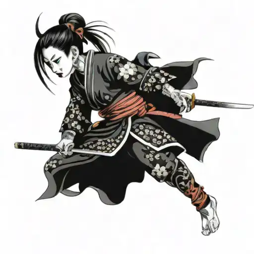 samurai girl tattoo design idea