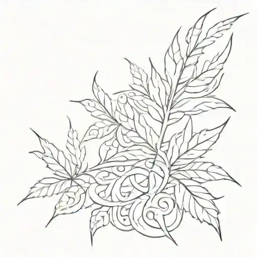 Tribal style hemp tattoo design idea