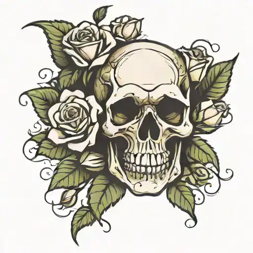 Skull roses texas colorado colombine flower tattoo design idea