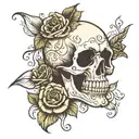 Skull roses texas colorado colombine flower tattoo design idea