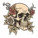 Skull roses texas colorado colombine flower tattoo design idea