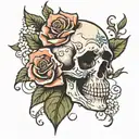Skull roses texas colorado colombine flower tattoo design idea