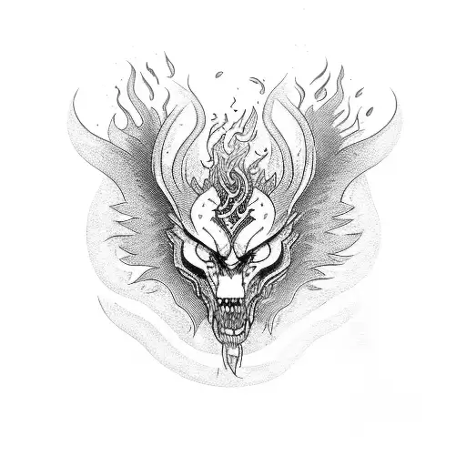 fire, fear nobody, blue lighting, money tattoo design idea