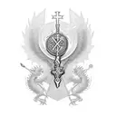 st georges and the dragon christian orthodox cross russian army amblem tattoo design idea