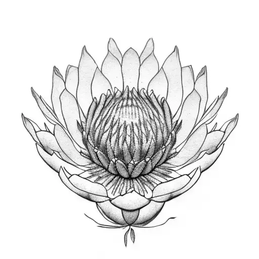 protea flower with lotus heartbeat dog paw and names tattoo design idea