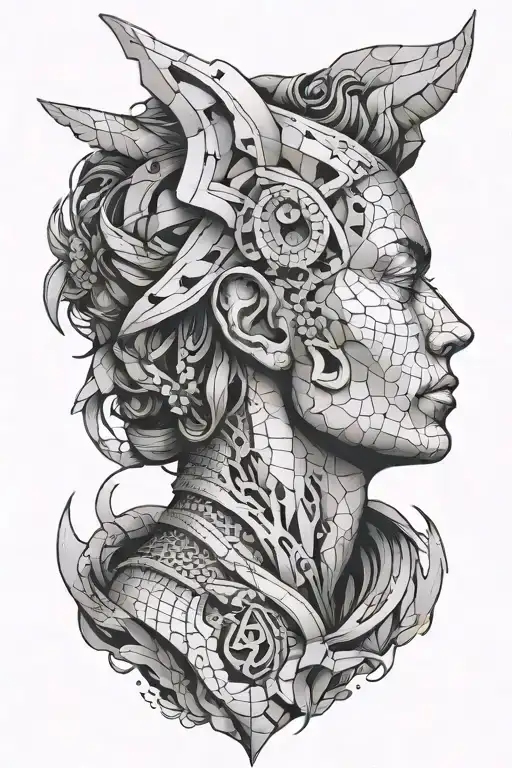 solo leveling statue head tattoo design idea